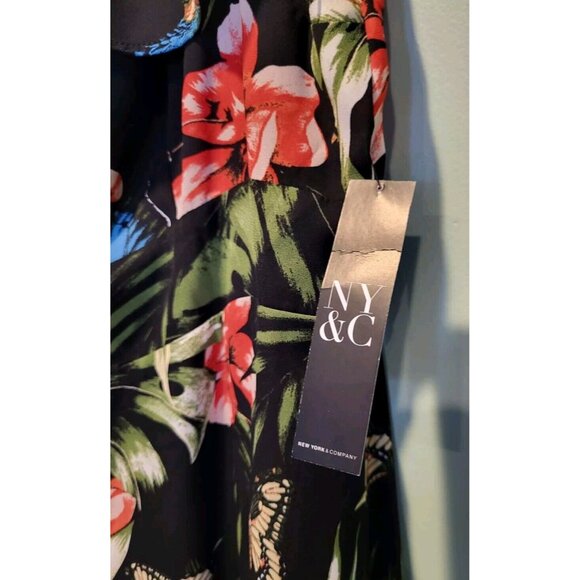 New Tropical Floral Bird Flutter Sleeve Maxi Dress Sz L Vacation Resort - Picture 5 of 8